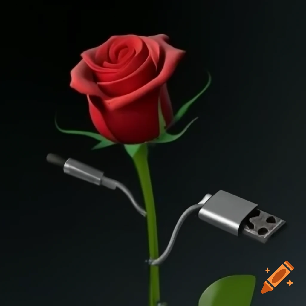 Rose with USB cable stem, creative design on Craiyon
