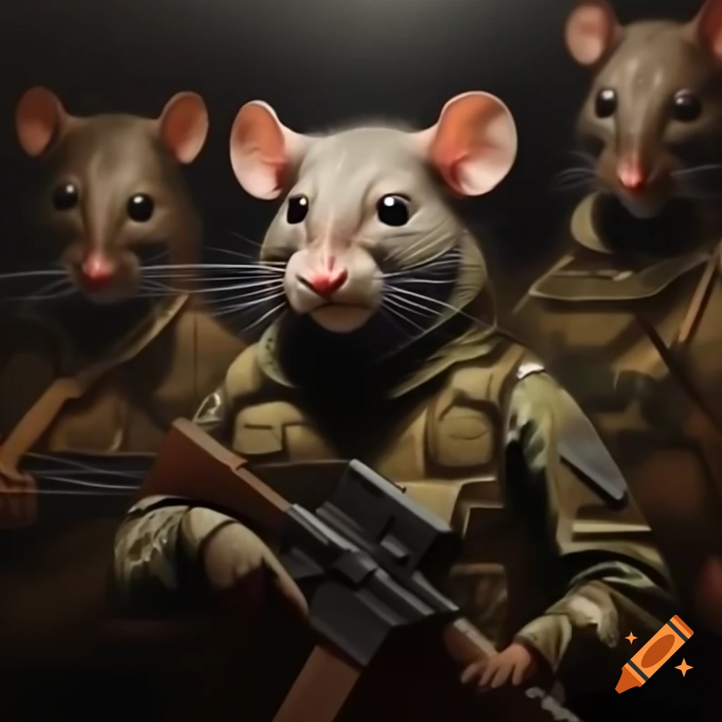 Oil painting of an army of rats on Craiyon