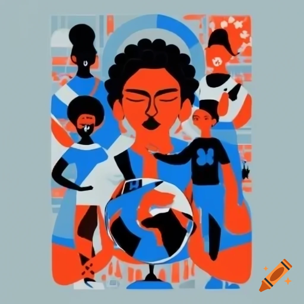 Empowering poster featuring confident woman holding globe and family, bold design