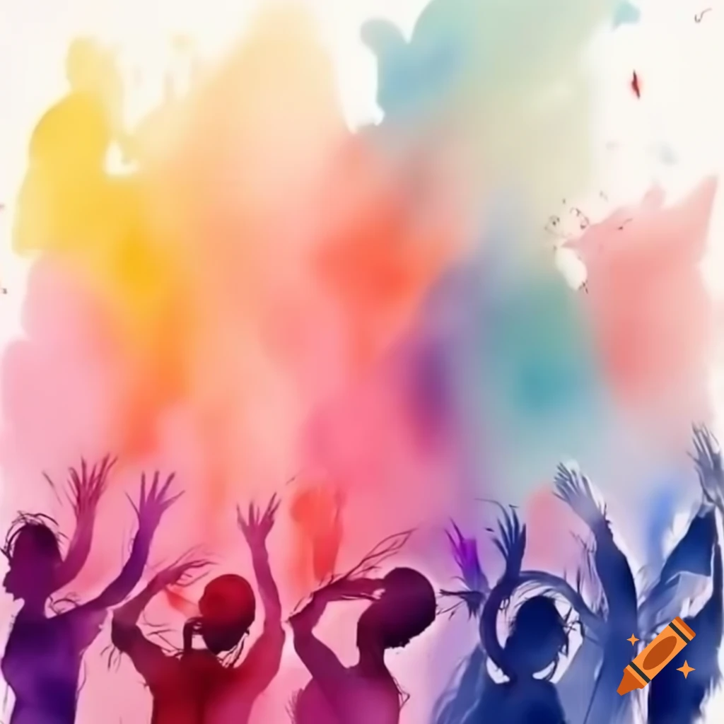 Colorful celebration of Holi festival with vibrant powders