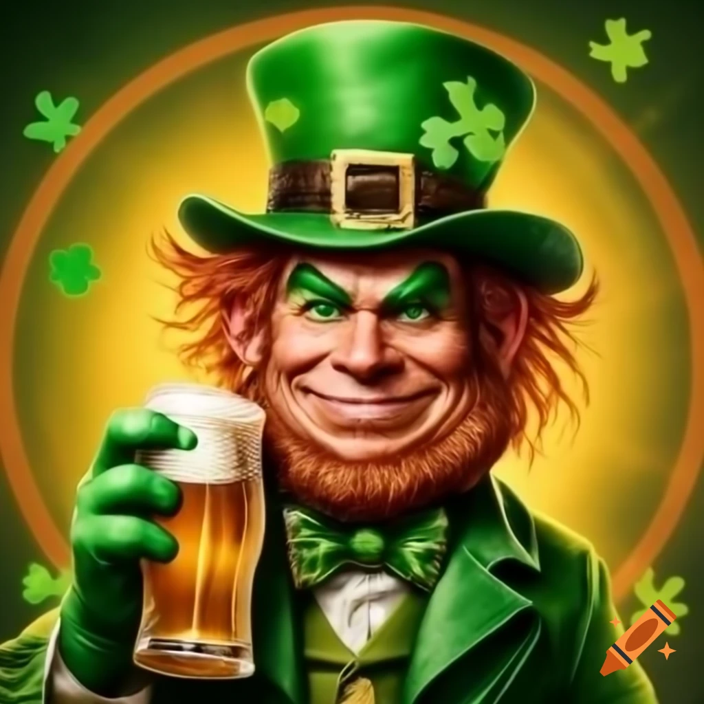 St. Patrick's Day leprechaun holding beer