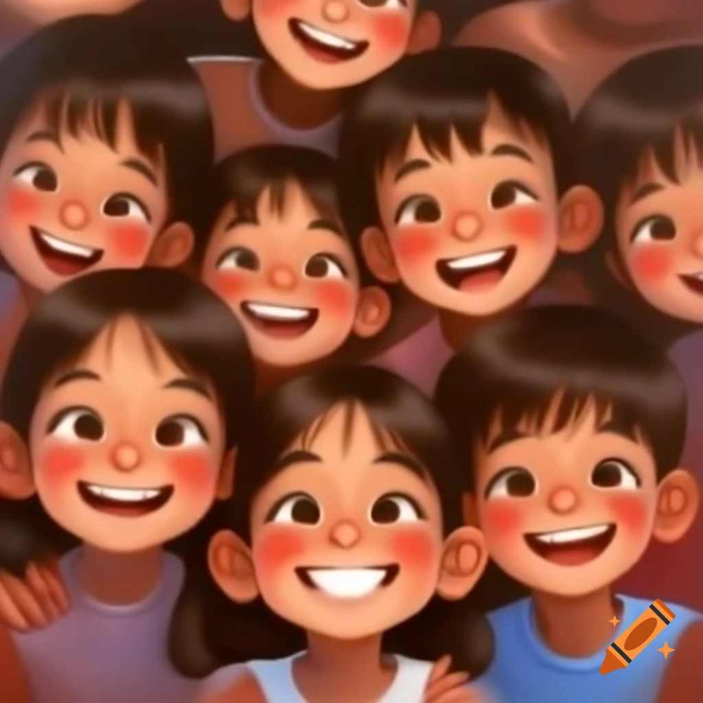 Group of happy children enjoying time together