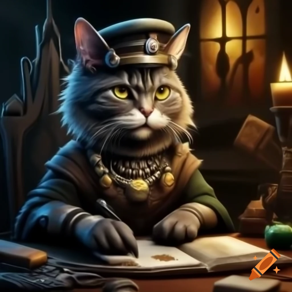 Punk cat cartoon art featuring gothic jewelry against gothic background