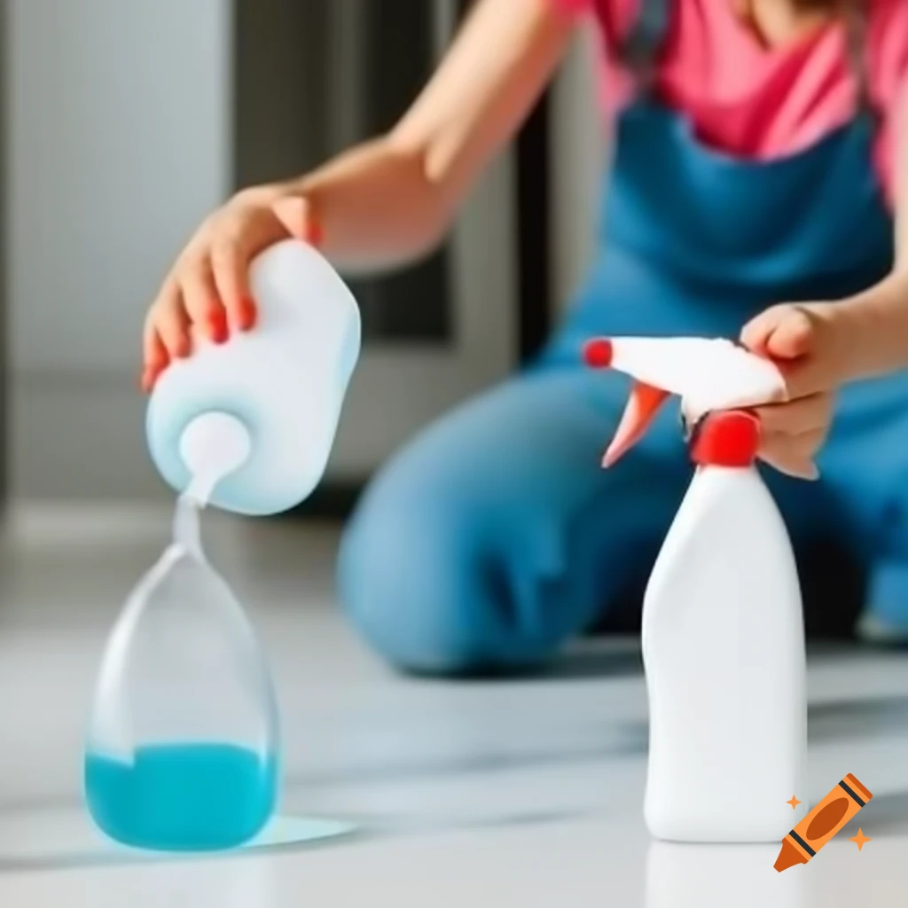 Woman mixing detergent to clean floor
