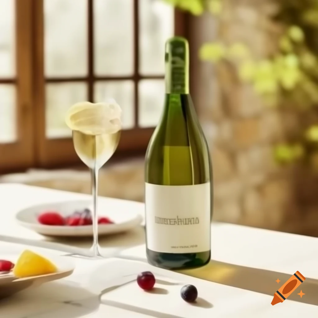 Promo shot of green sparkling wine "go Up!" with leaves and berries