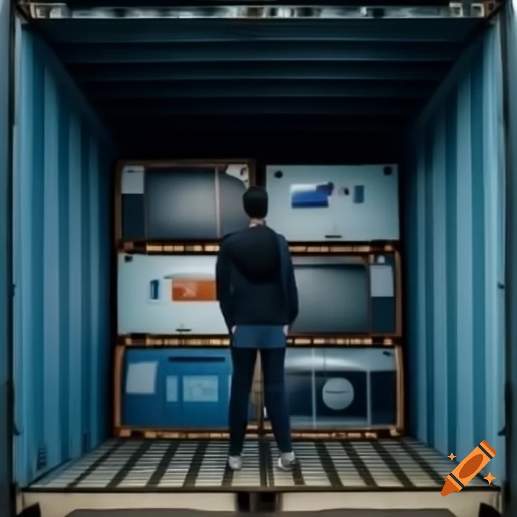 Man surprised by opening large shipping container filled with TVs