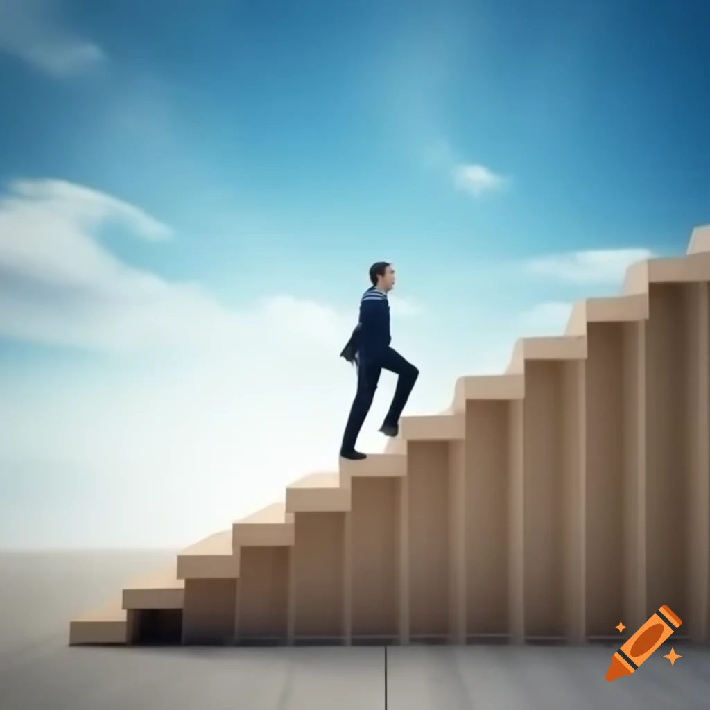 Seven pillars supporting a staircase symbolizing success