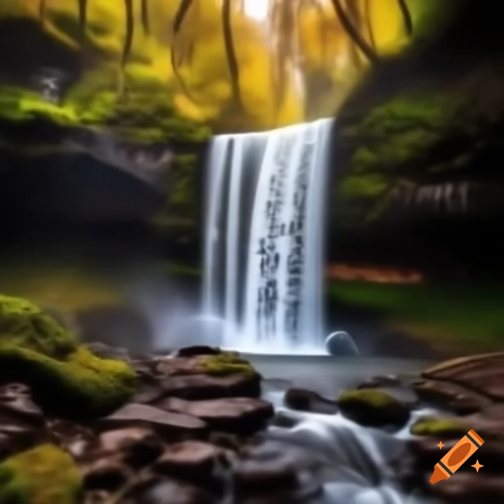 Waterfall surrounded by lush trees