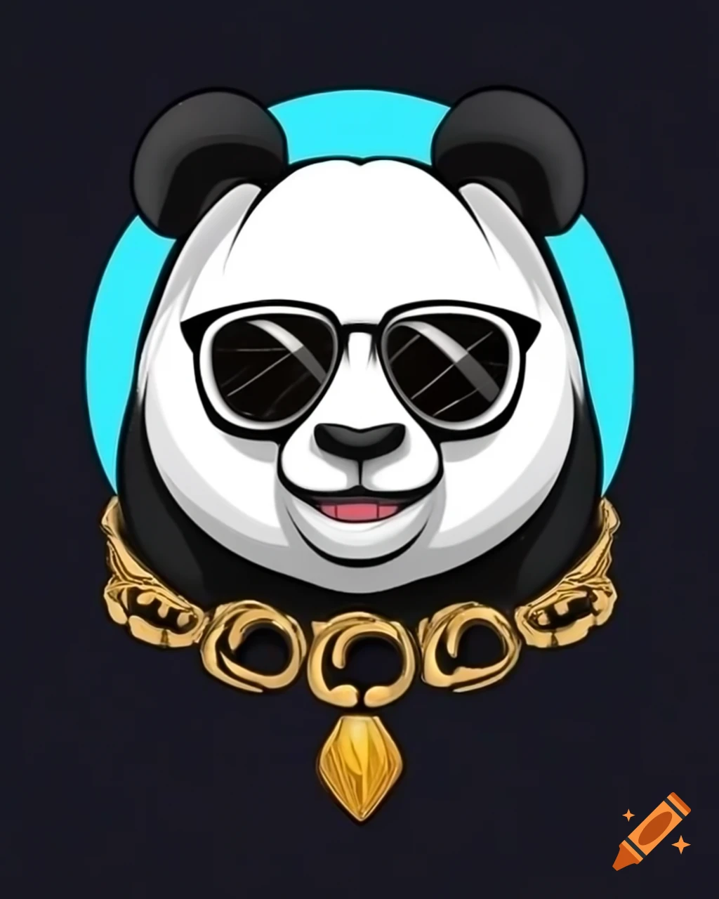 Panda wearing sunglasses and gold jewelry