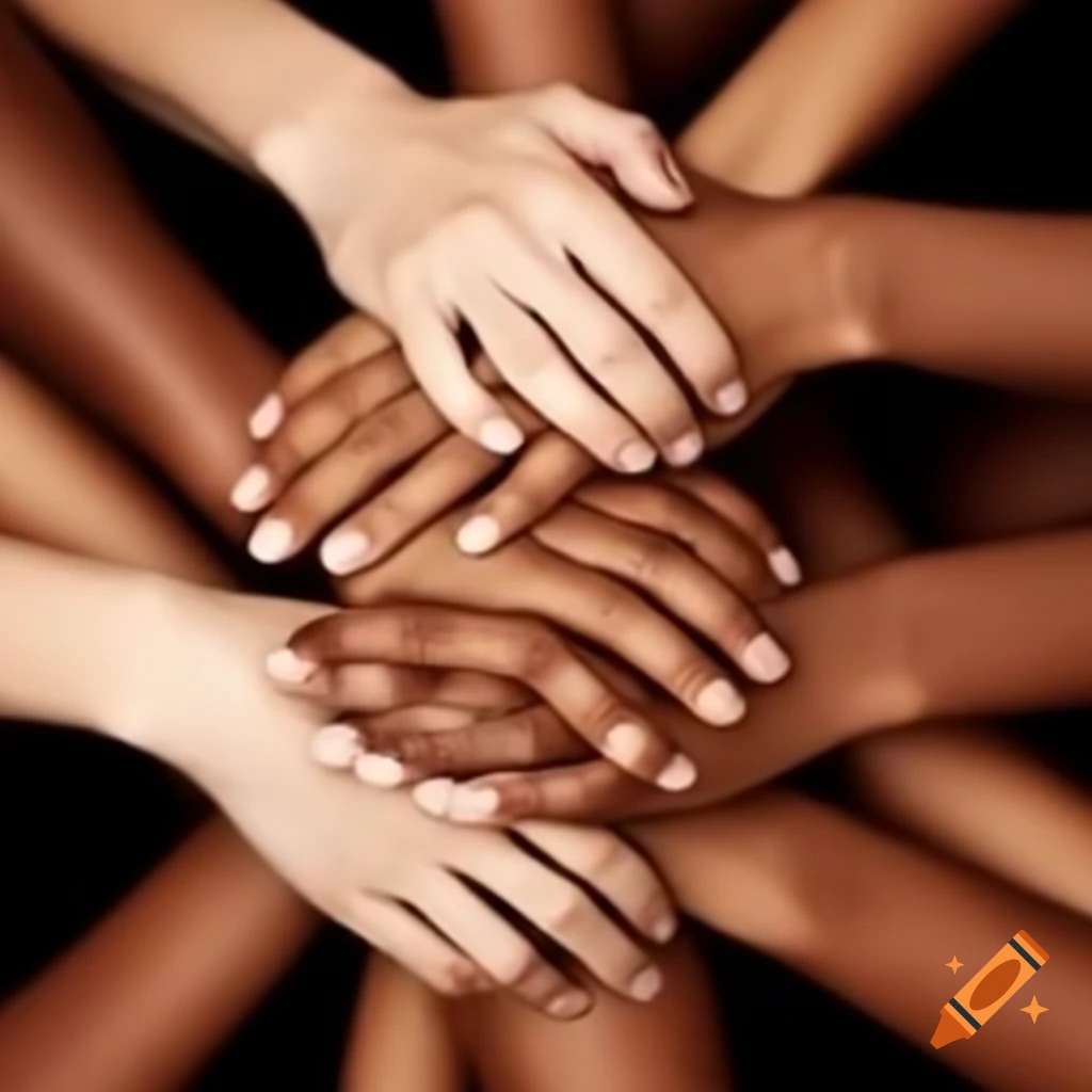 Diverse hands representing unity and togetherness