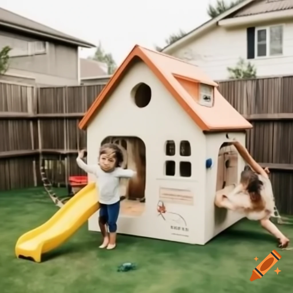 Children playing in the yard of a house