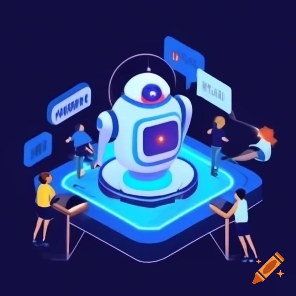 Students interacting with holographic chatbots