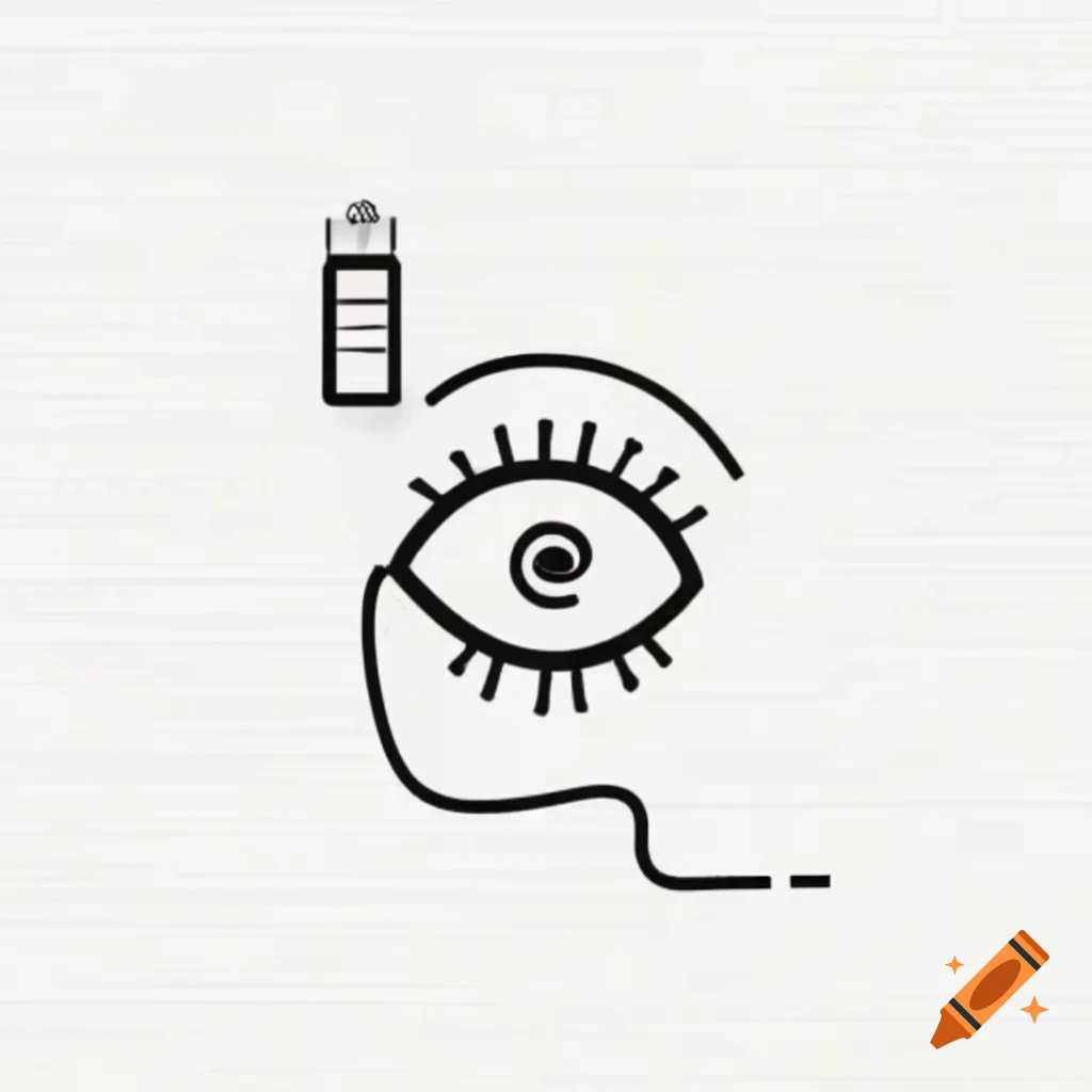 Minimalist line drawing of an eye with a battery as iris
