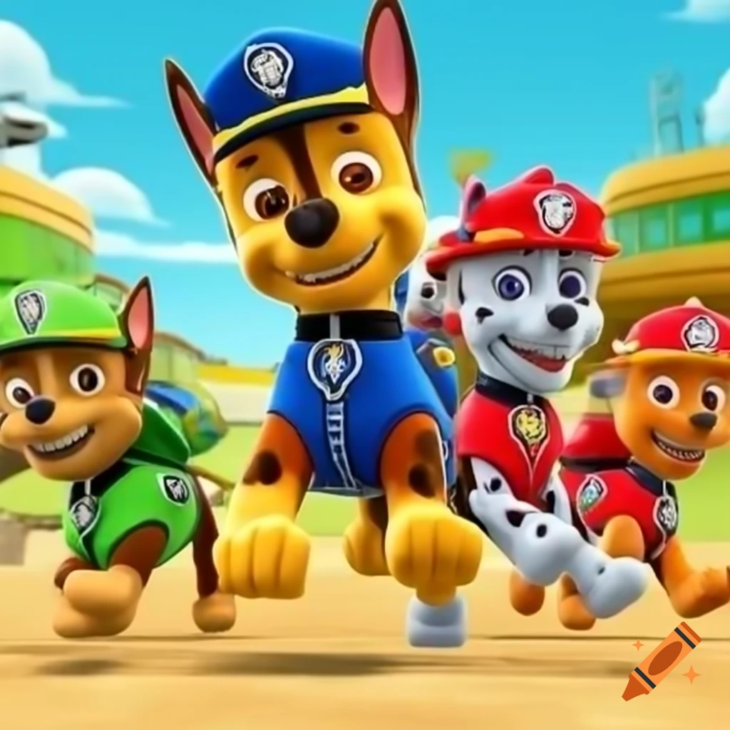 Humorous representation of the Paw Patrol team
