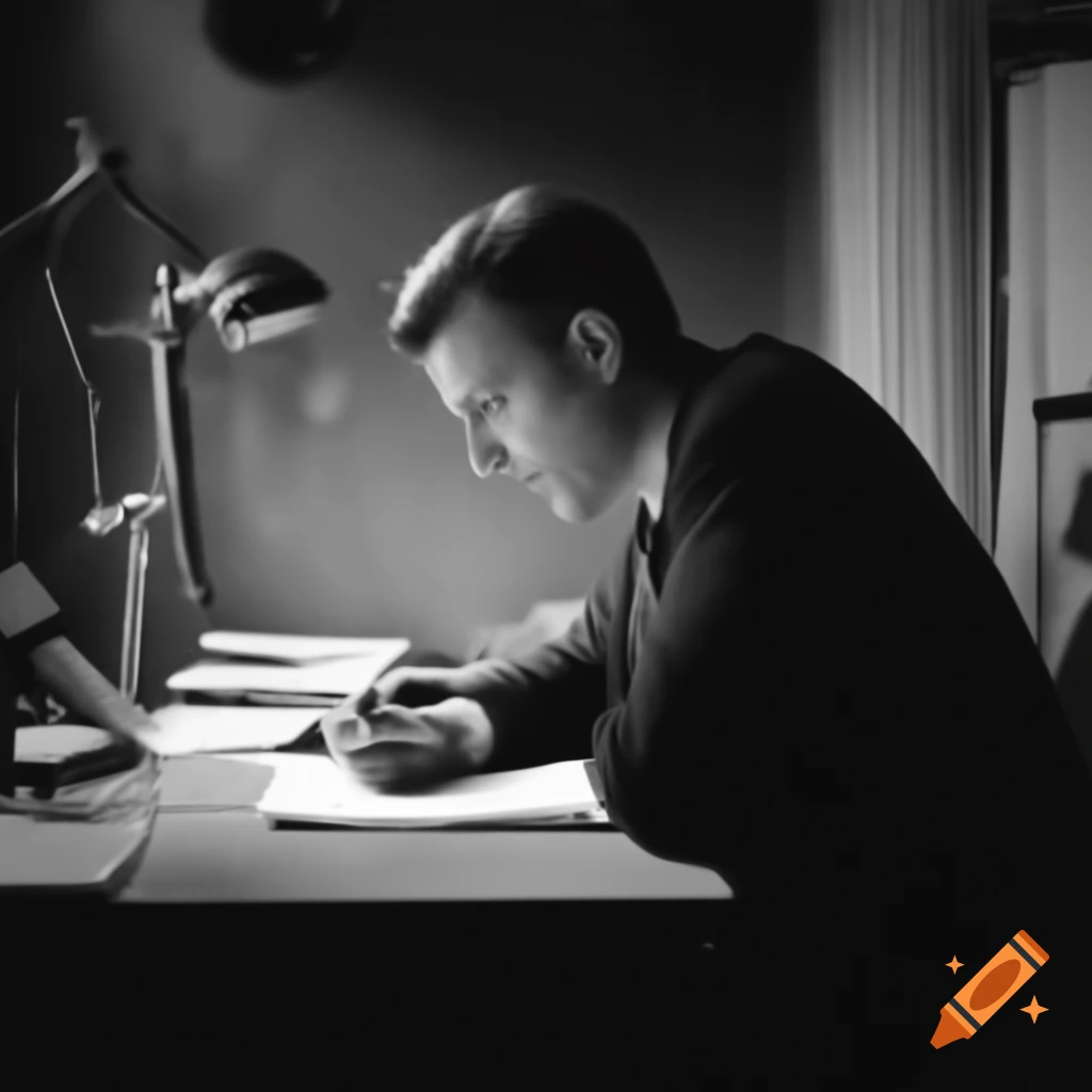 Male journalist named David writing an article