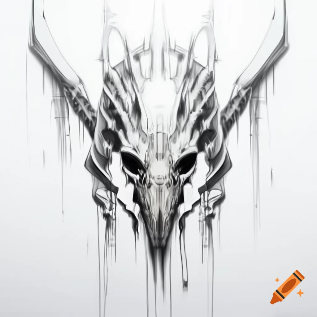 Fractal biomechanical Egyptian biohazard design on alien bone skull