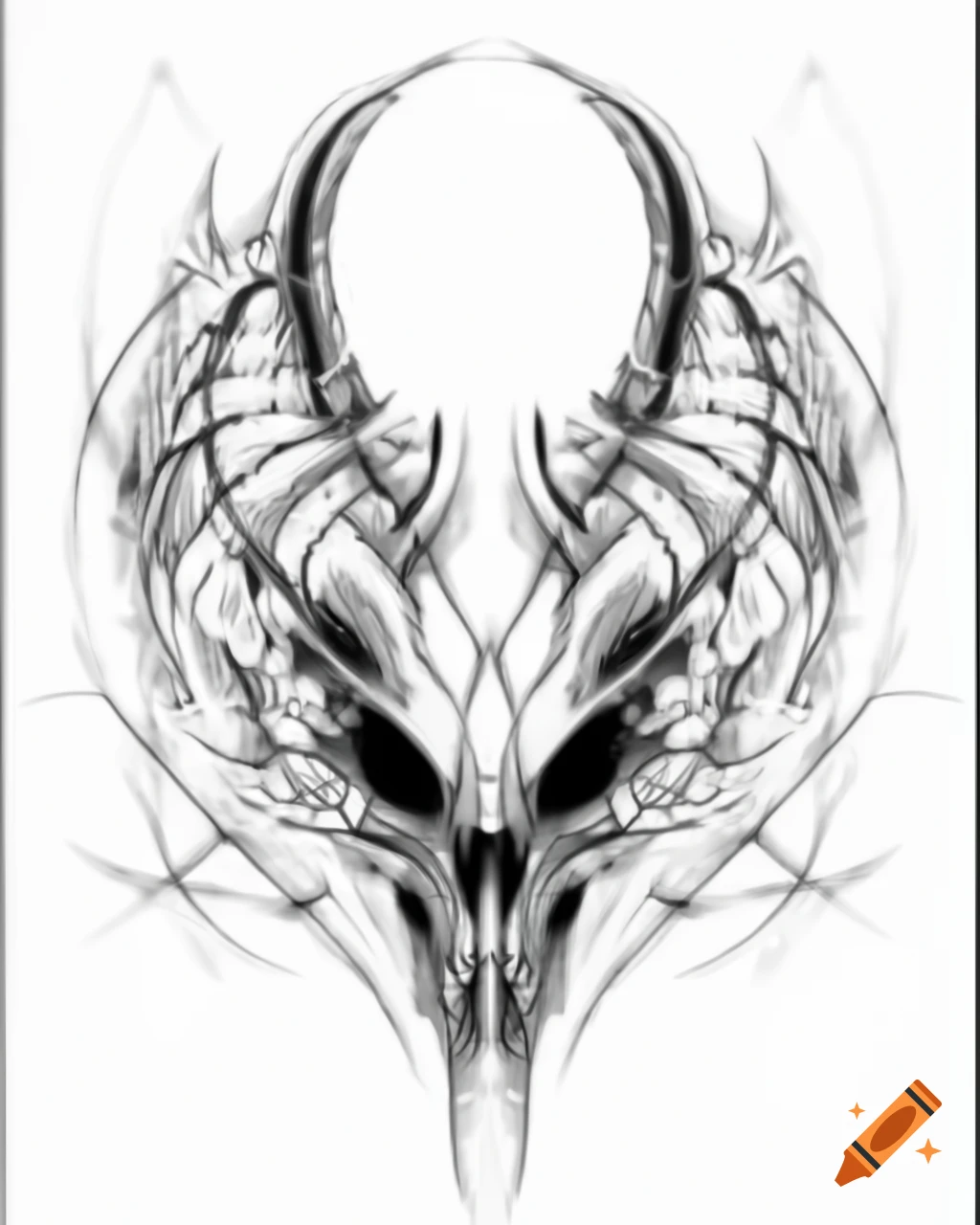 Fractal biomechanical Egyptian biohazard art on alien bone skull