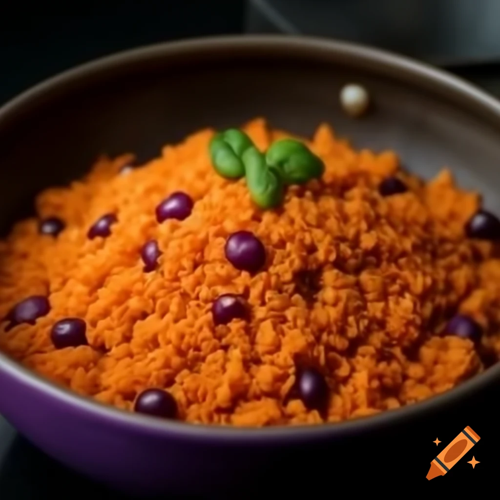 Fusion culinary innovation of Jollof rice and waakye with black-eyed peas