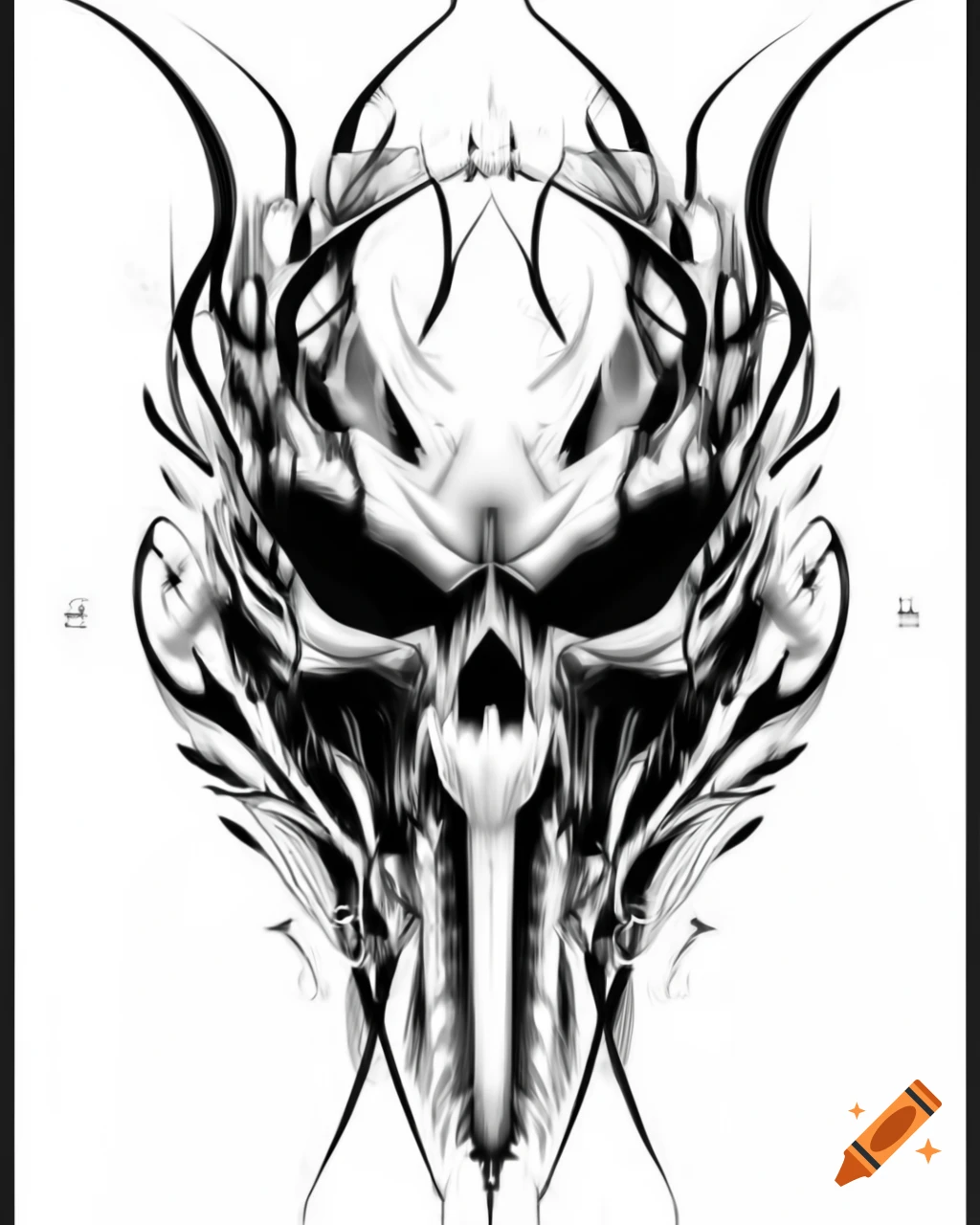 Fractal biomechanical Egyptian biohazard art on alien bone skull