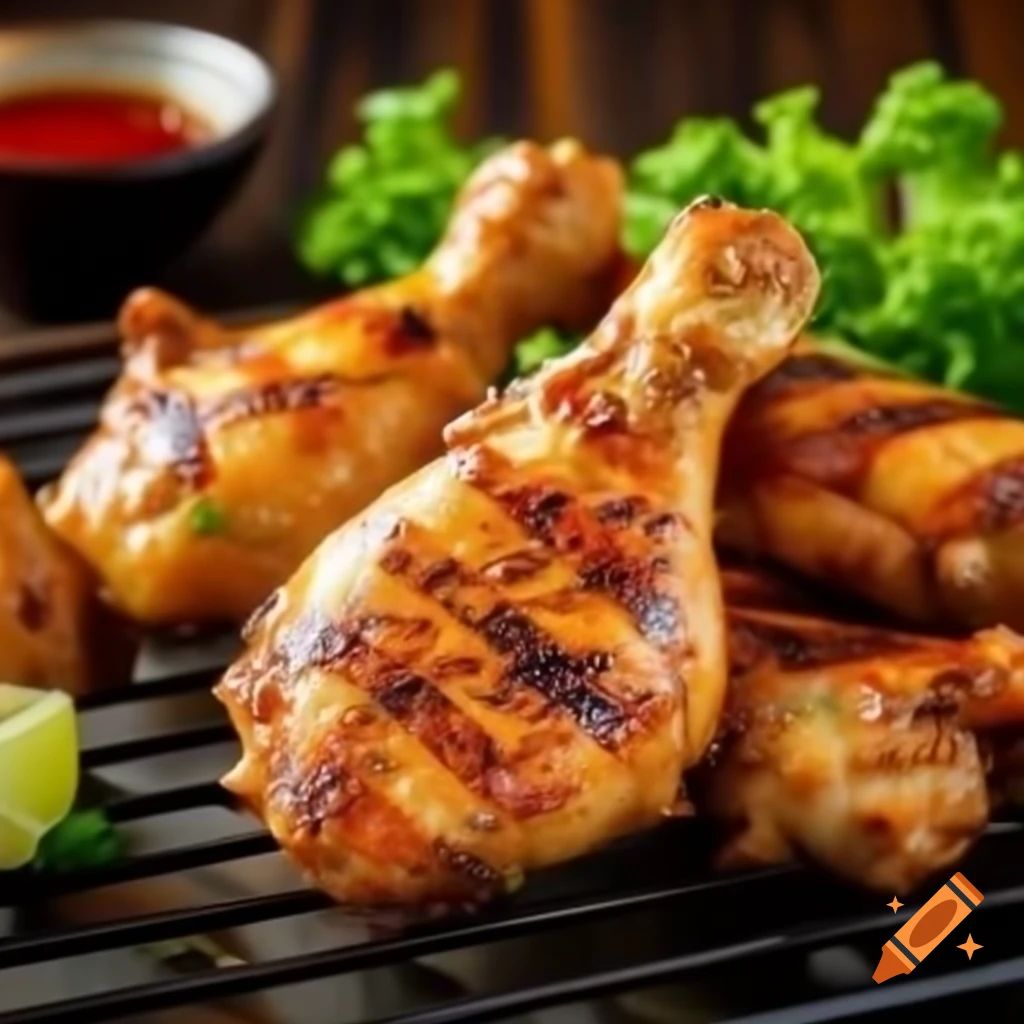 Grilled chicken leg on a plate