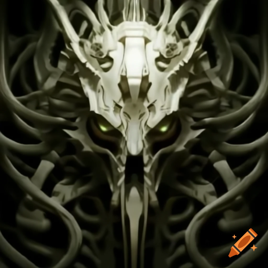 Fractal biomechanical Egyptian design on alien bone skull