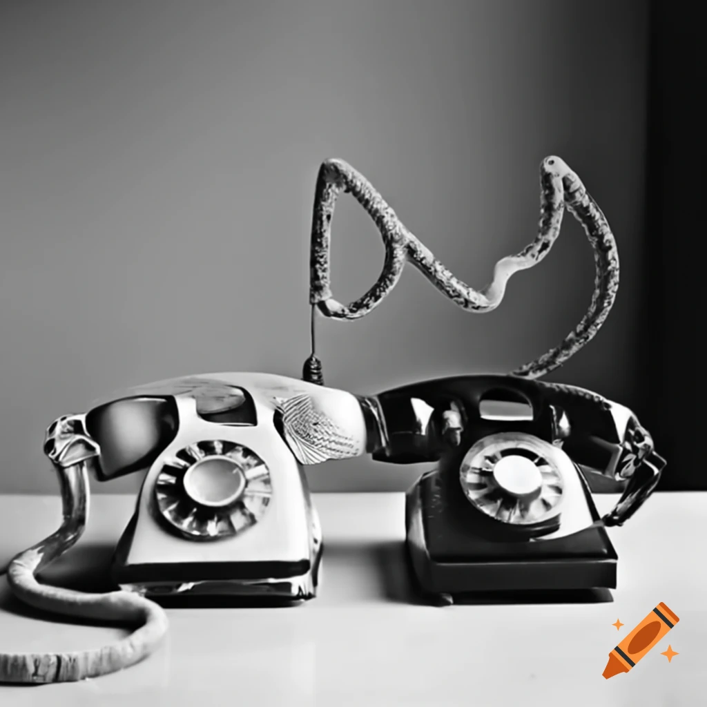 Vintage rotary phones with cords forming 'GOT A MINUTE?'