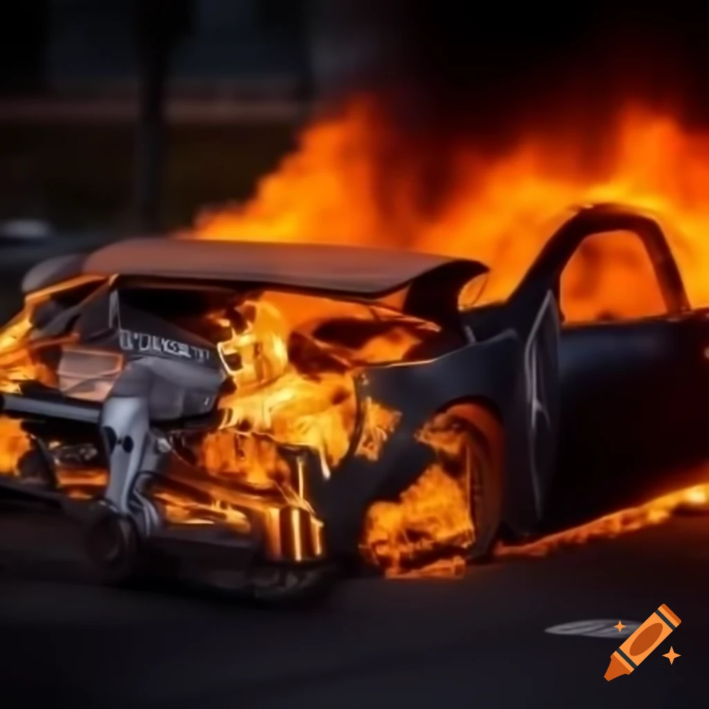Burning car scene