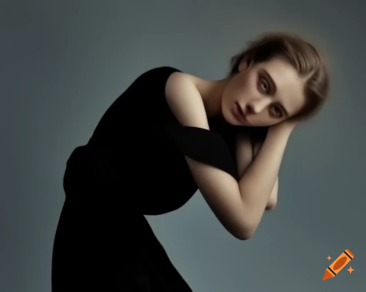 Young woman in elegant formal attire posing gracefully