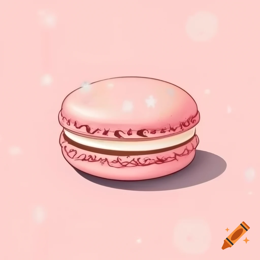 Rosewater-flavored macaron with pastel pink shells and creamy filling, decorated with colored roses