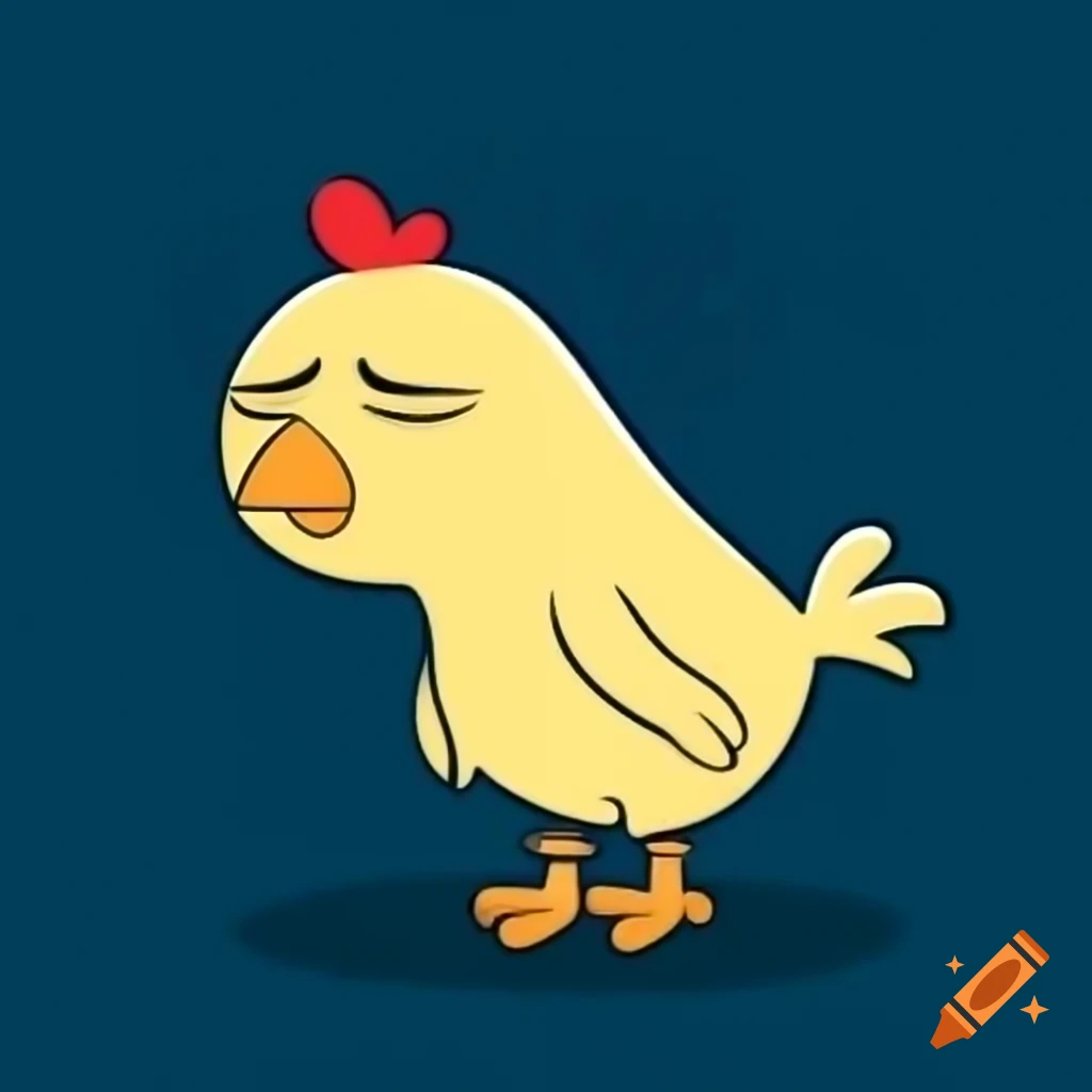 Dejected chicken looking down