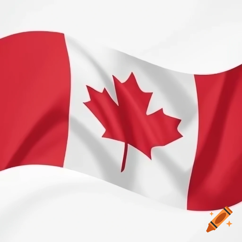 Wavy Canadian flag on white background
