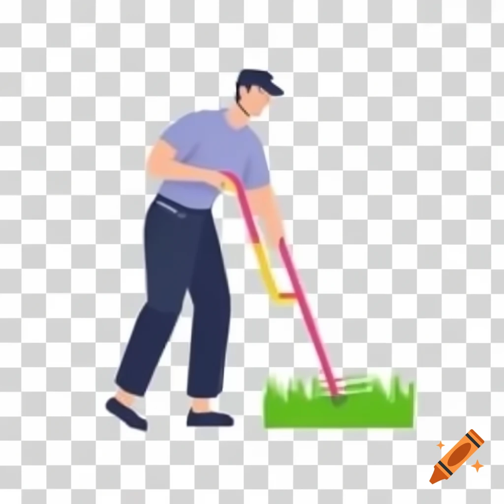 Clipart of a man trimming grass