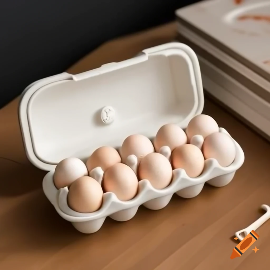 Top view of a box containing ten eggs