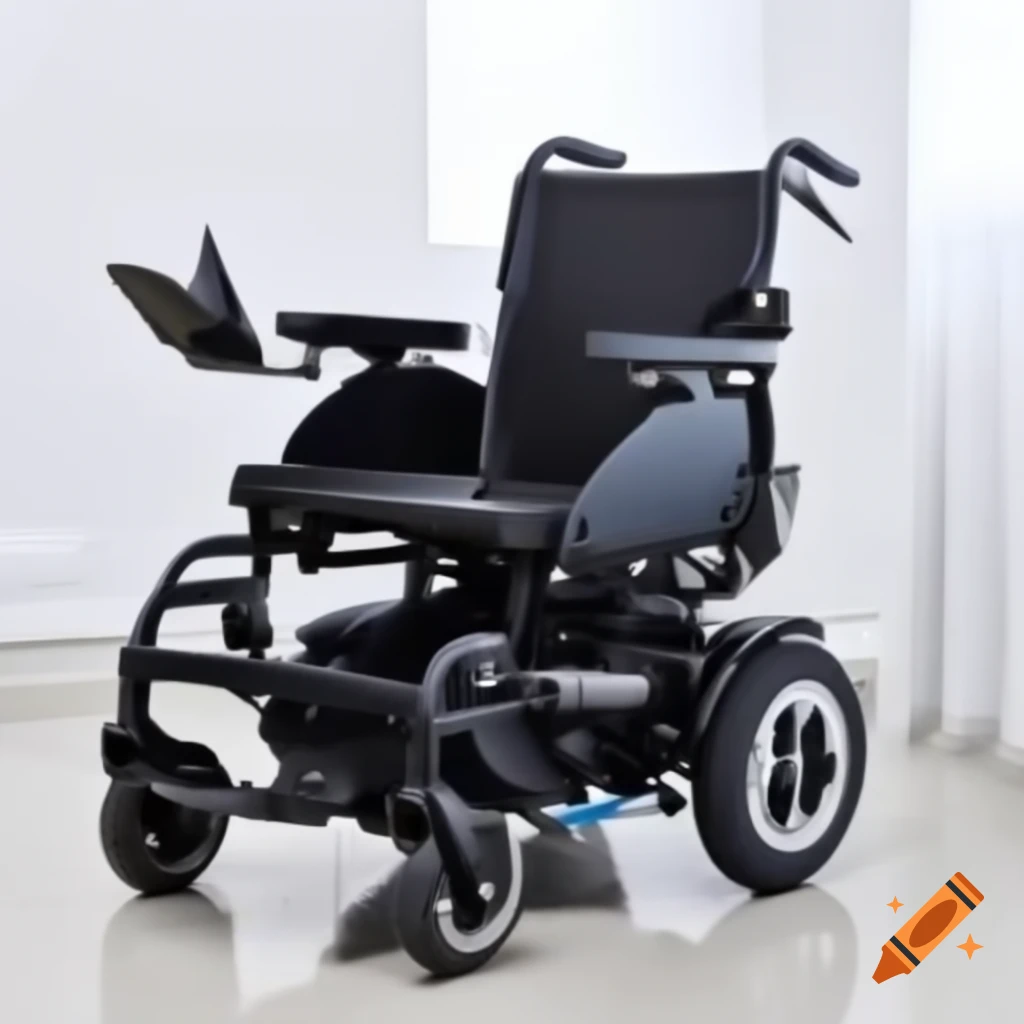 Innovative black electric wheelchair designed for climbing and remote calling