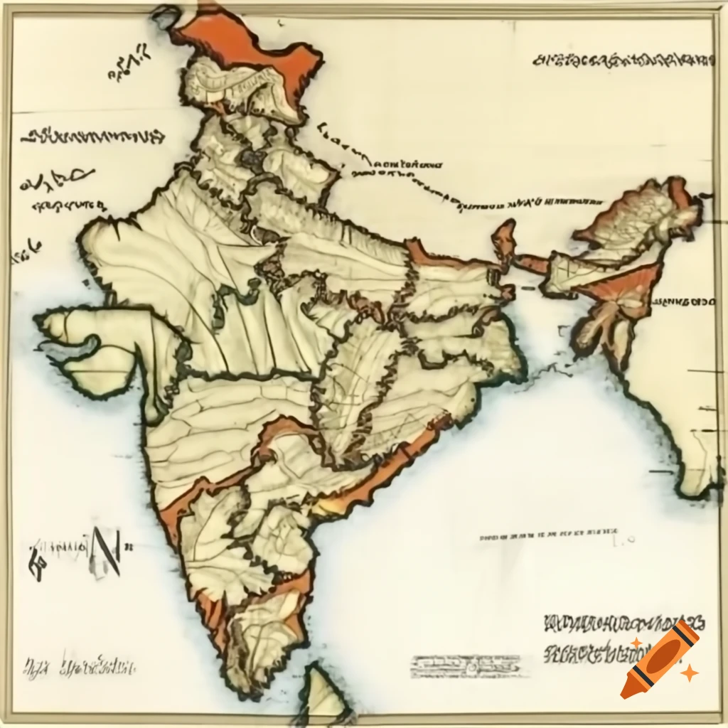 Historical map of early 1700s India highlighting Maratha Empire in saffron