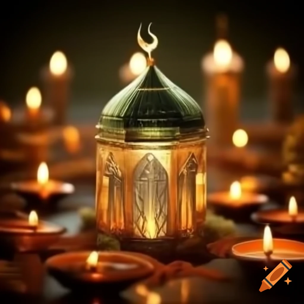 Celebration of Ramadan with traditional decorations and lanterns