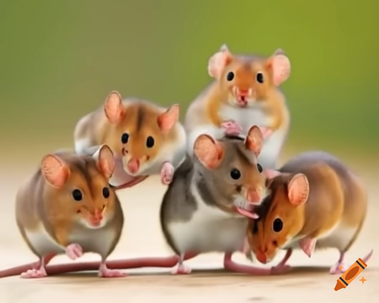 Group of mice with one showing dominance