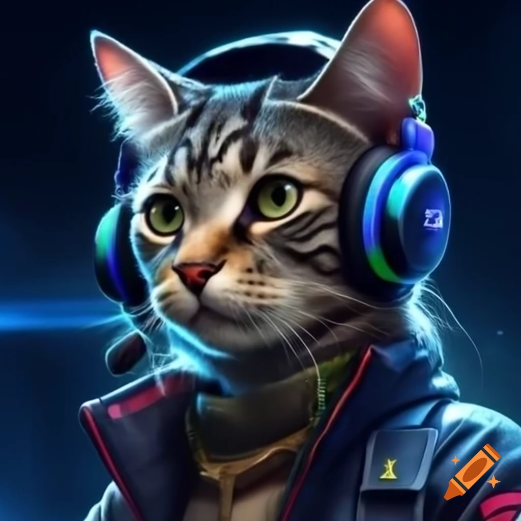 Cool cat wearing gaming headset and jacket with Gamer tag CoolCat on ...