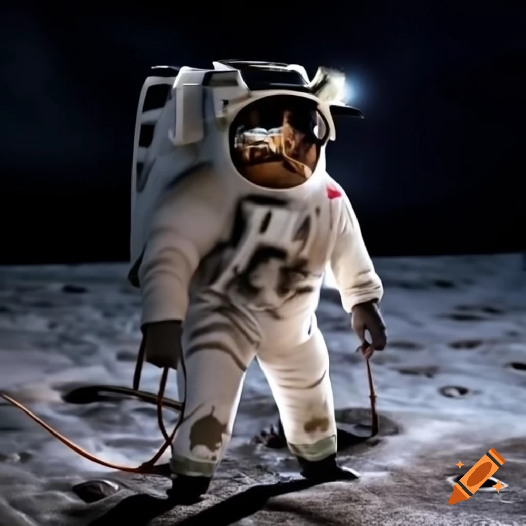 Astronaut in spacesuit on the moon's surface