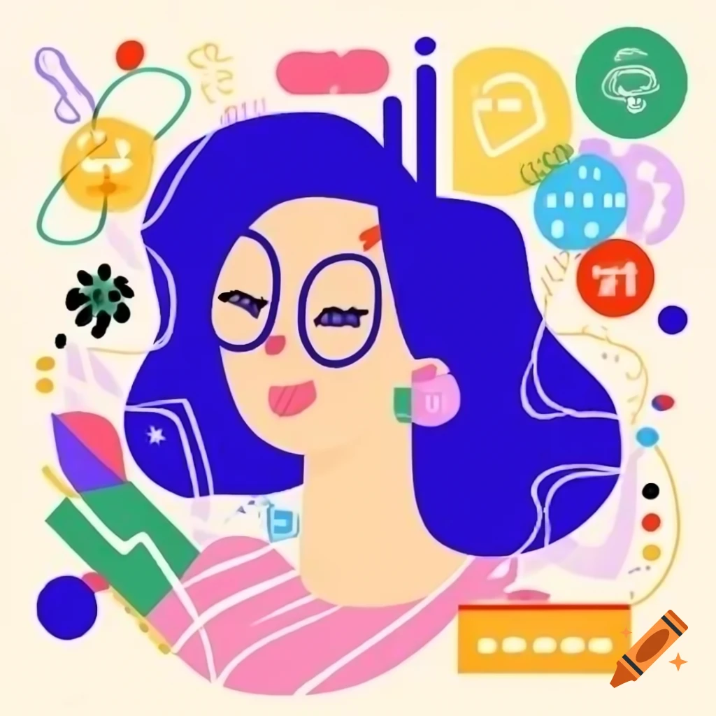 Abstract representation of New Year's resolutions including exercise, meditation, and family time