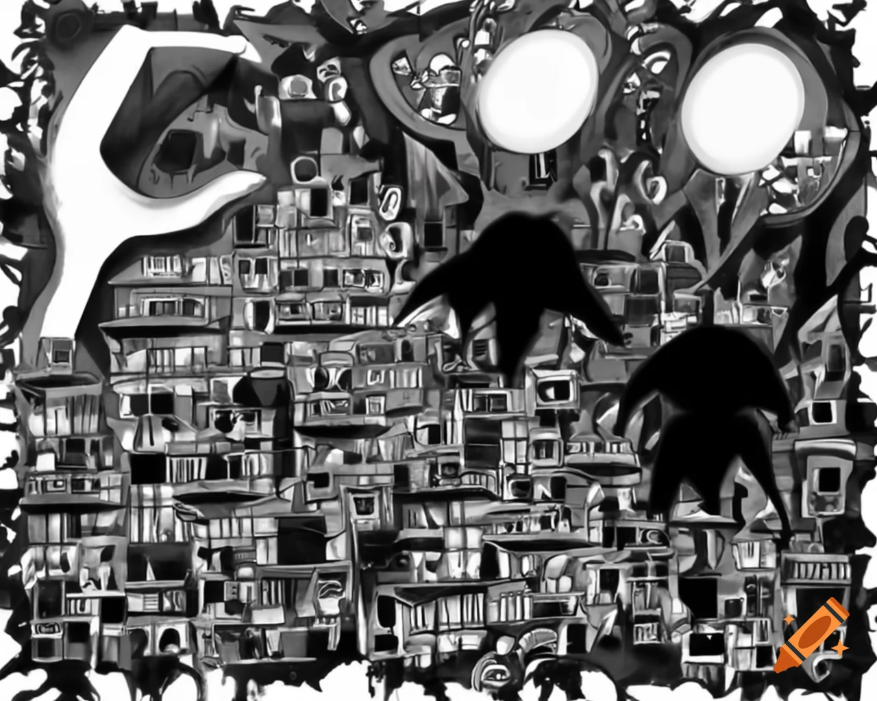 Black And White Ink Abstract Illustration Capturing A Unique Word