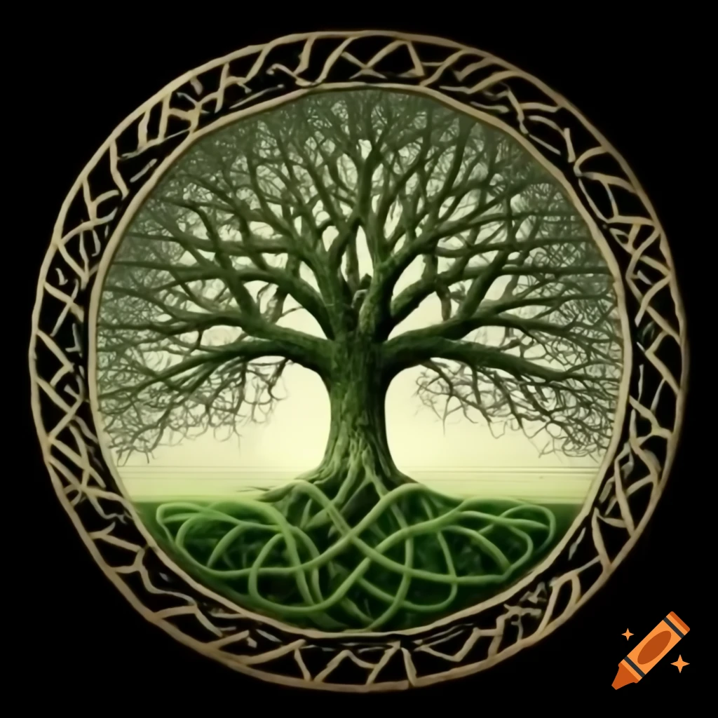 Tree of life encircled by Celtic design
