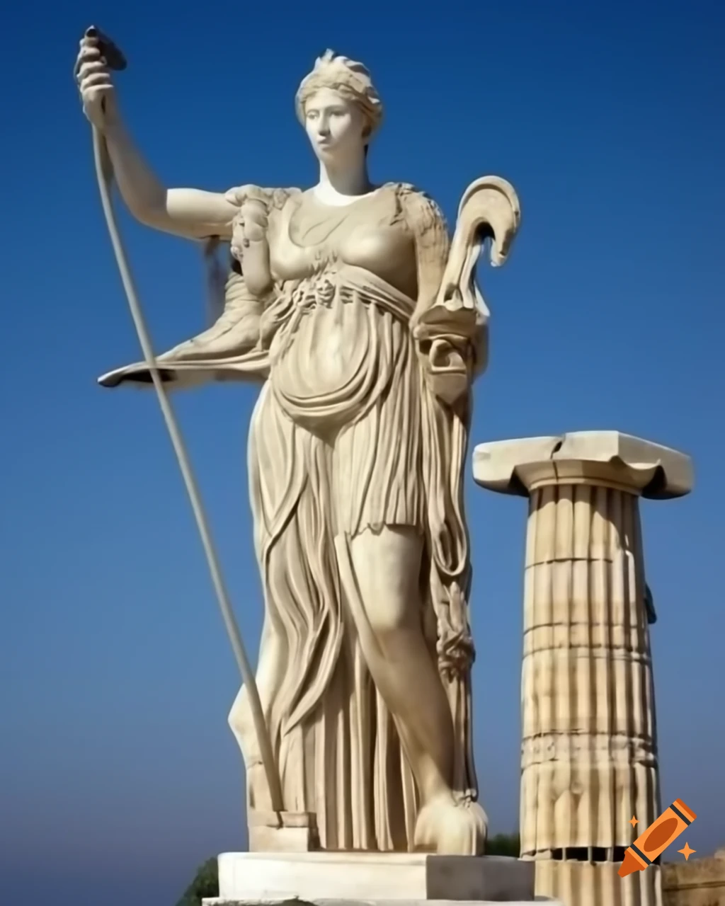 Greek Rudder Tykhe, ancient Greek goddess with cornucopia and rudder on Craiyon