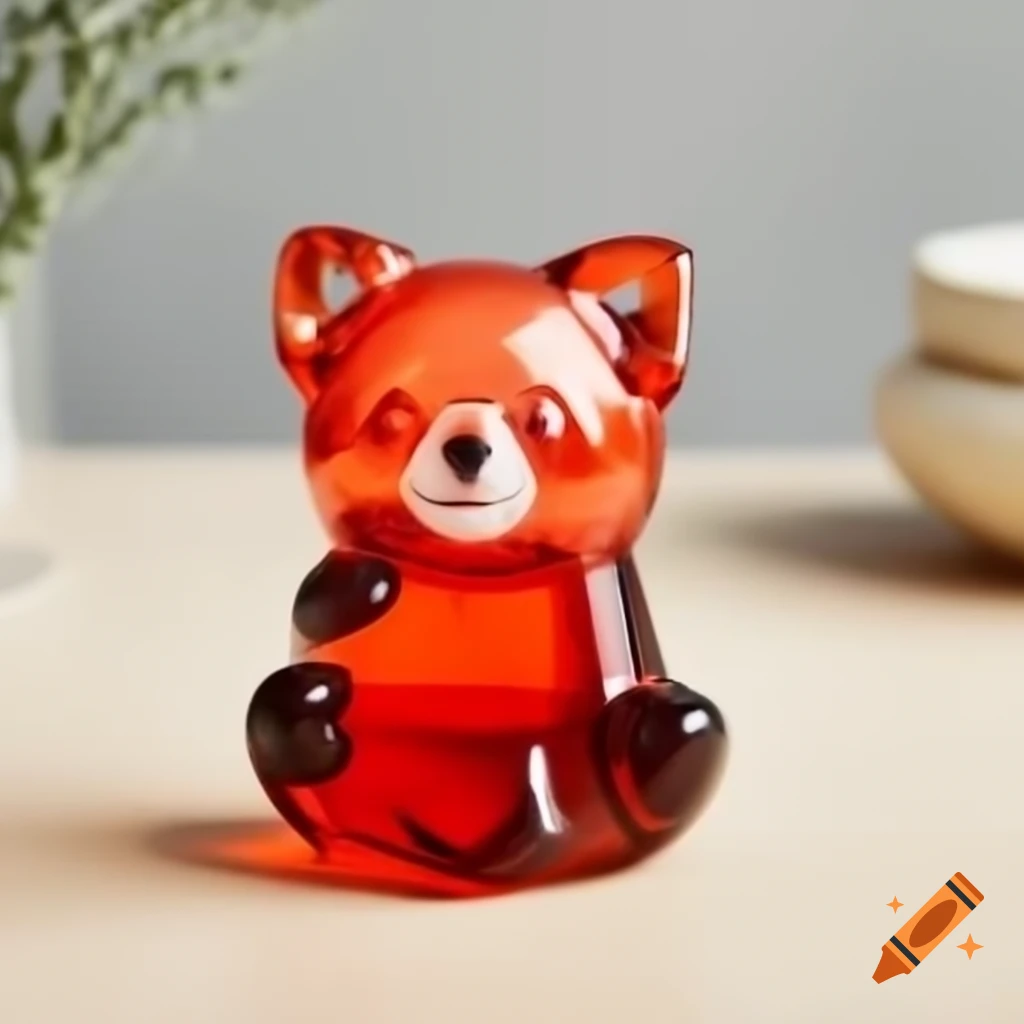 Artistic glass sculpture of a red panda