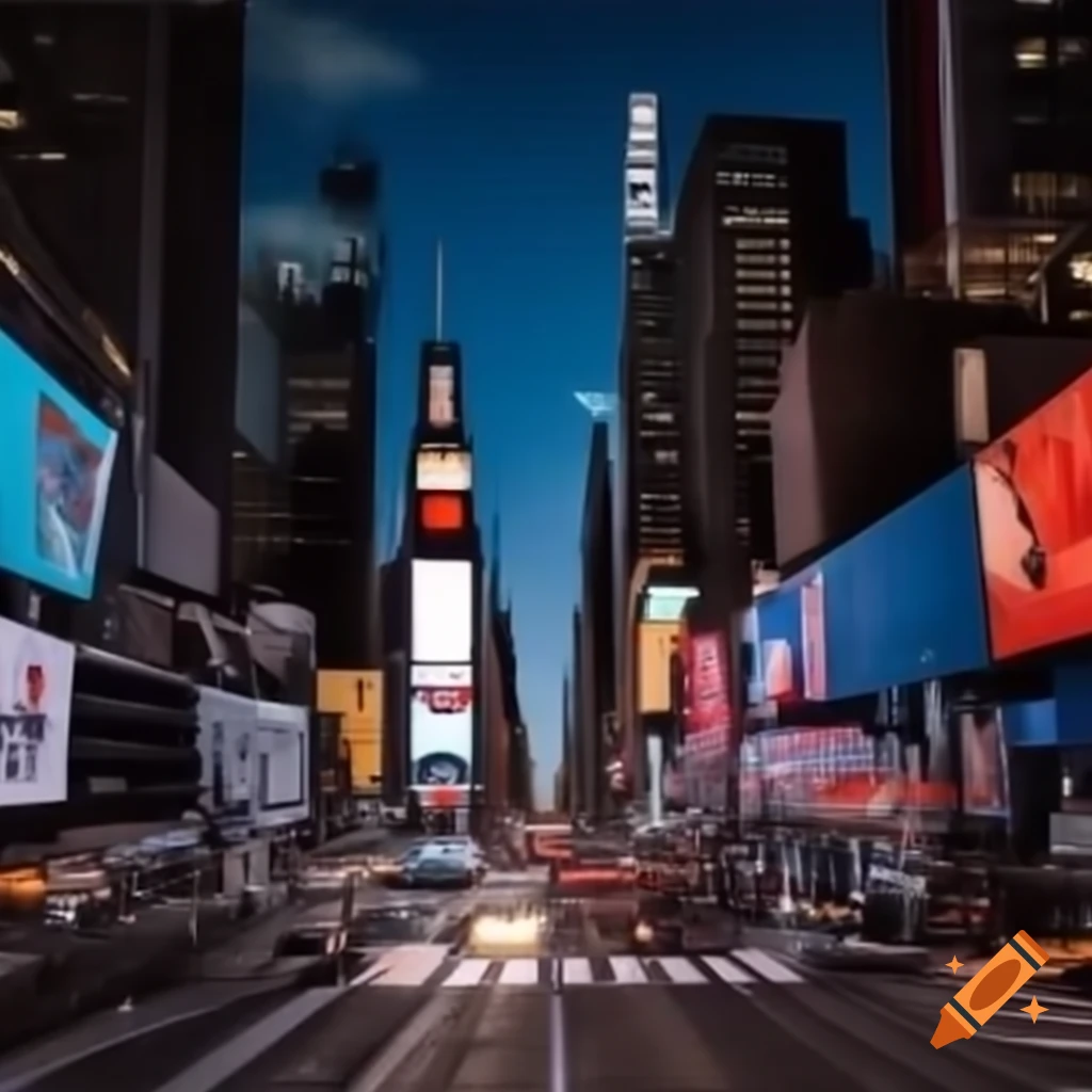 New York Times Square billboards illuminated at night