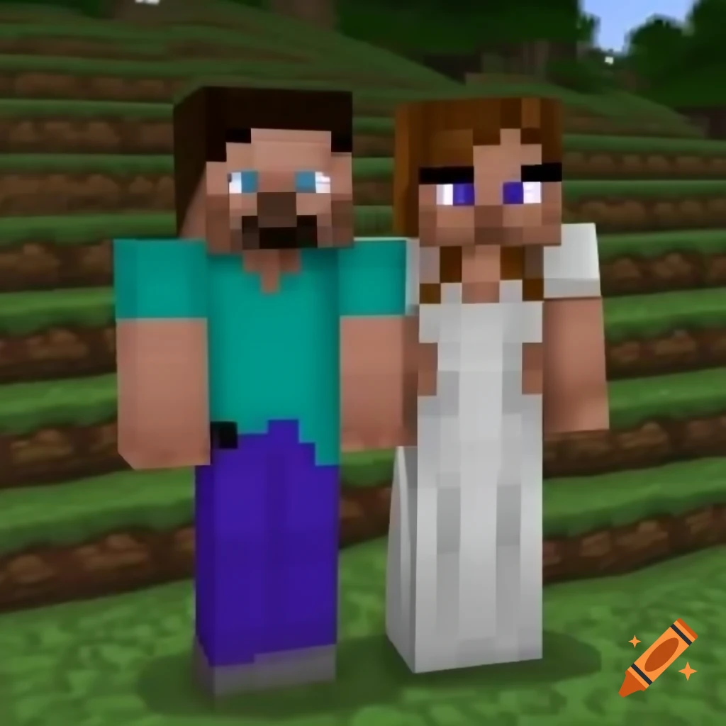 Minecraft character wedding scene