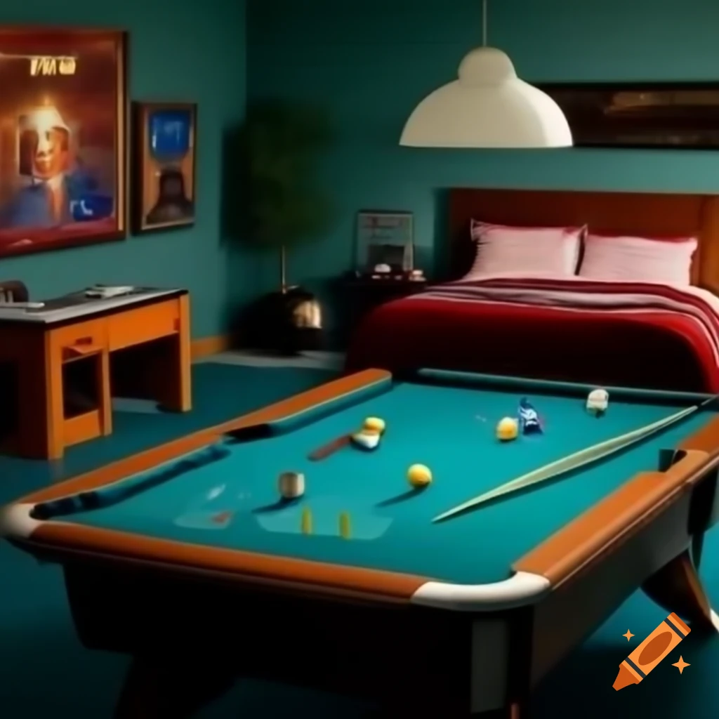 Modern bedroom with pool, football, gaming table, and gambling table