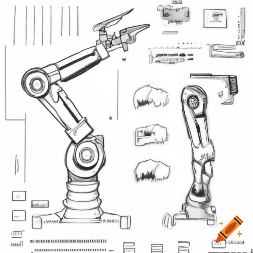2D diagram of M2 robotic arm components with labels