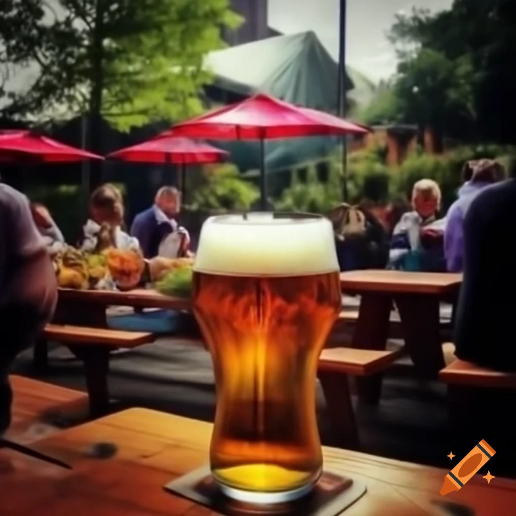 Vibrant beer garden with outdoor seating