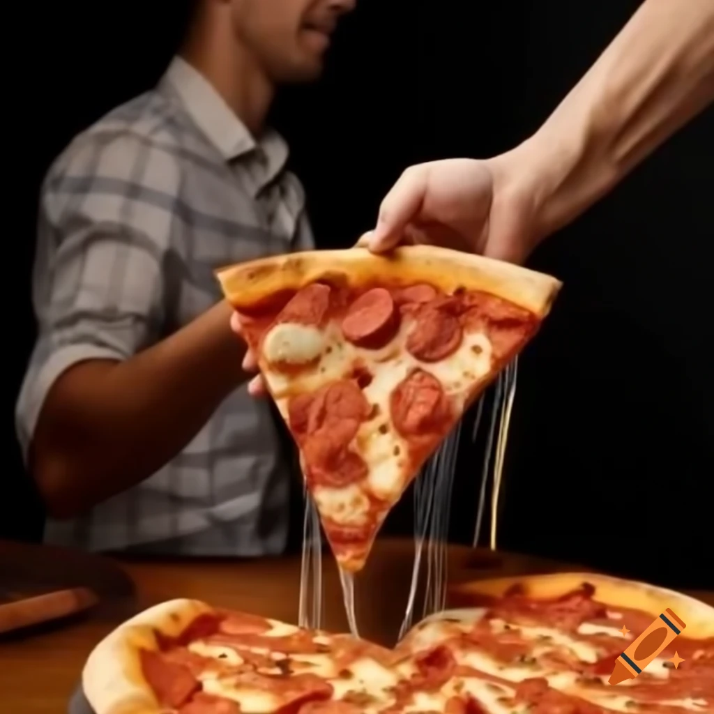 Delicious pizza being enjoyed by a man